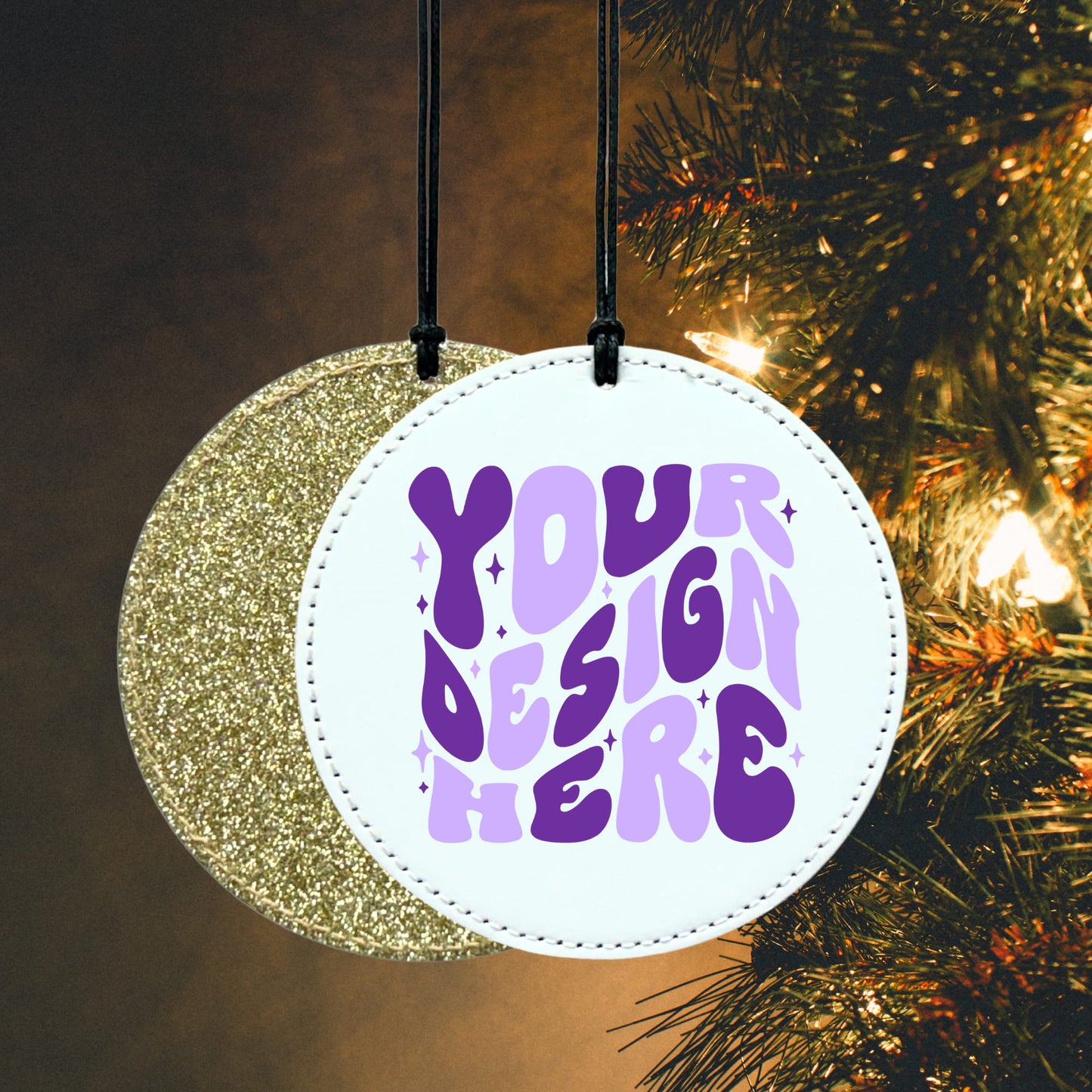 PU Leather Glitter Ornament