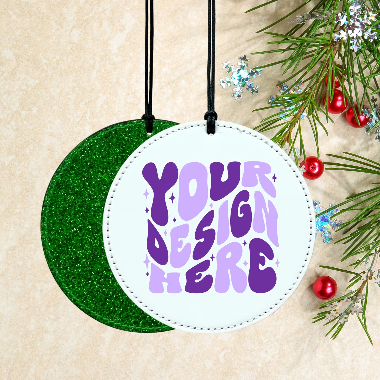 PU Leather Glitter Ornament