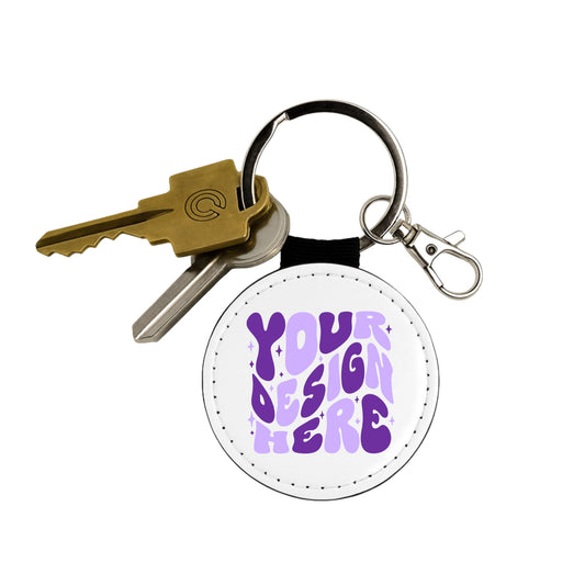 Round PU Leather Keychain