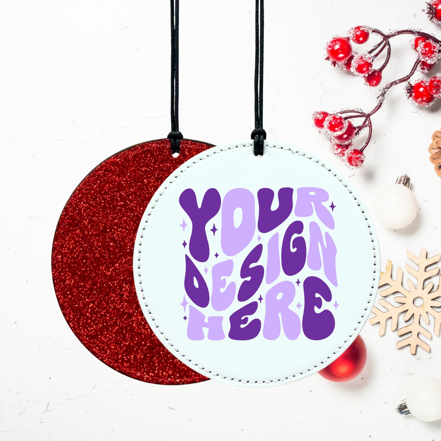 PU Leather Glitter Ornament
