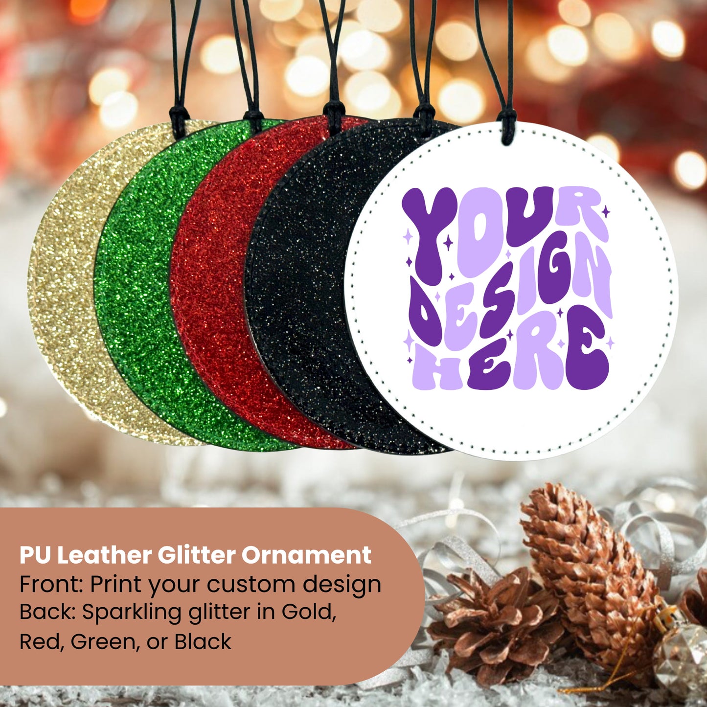 PU Leather Glitter Ornament