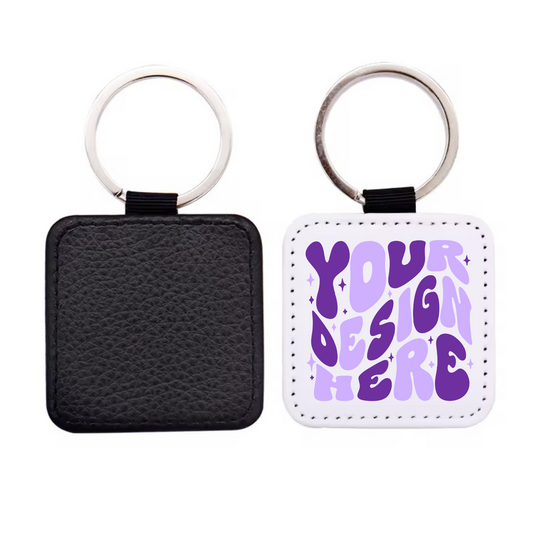 Square PU Leather Keychain