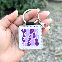 Square PU Leather Keychain