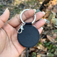 Round PU Leather Keychain