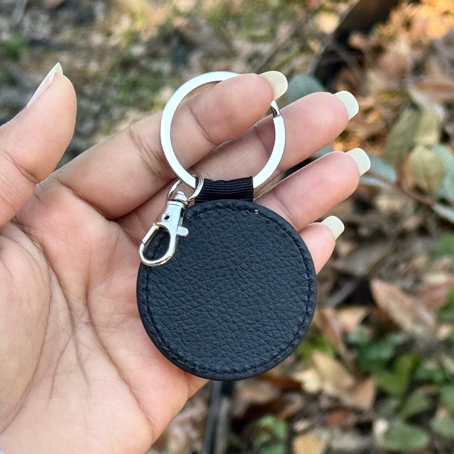 Round PU Leather Keychain