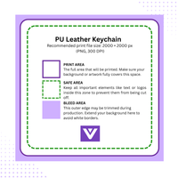 Square PU Leather Keychain