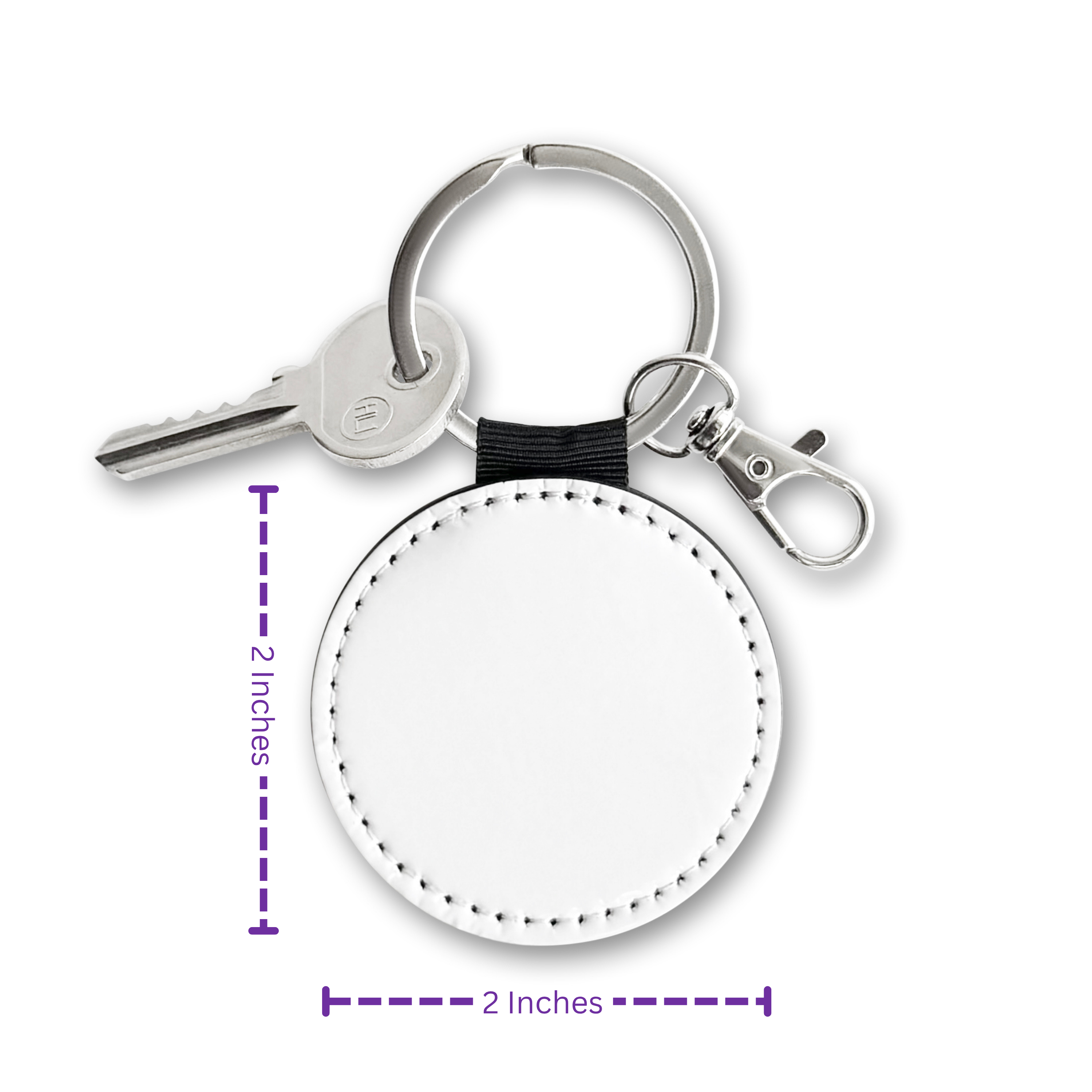 Round PU Leather Keychain