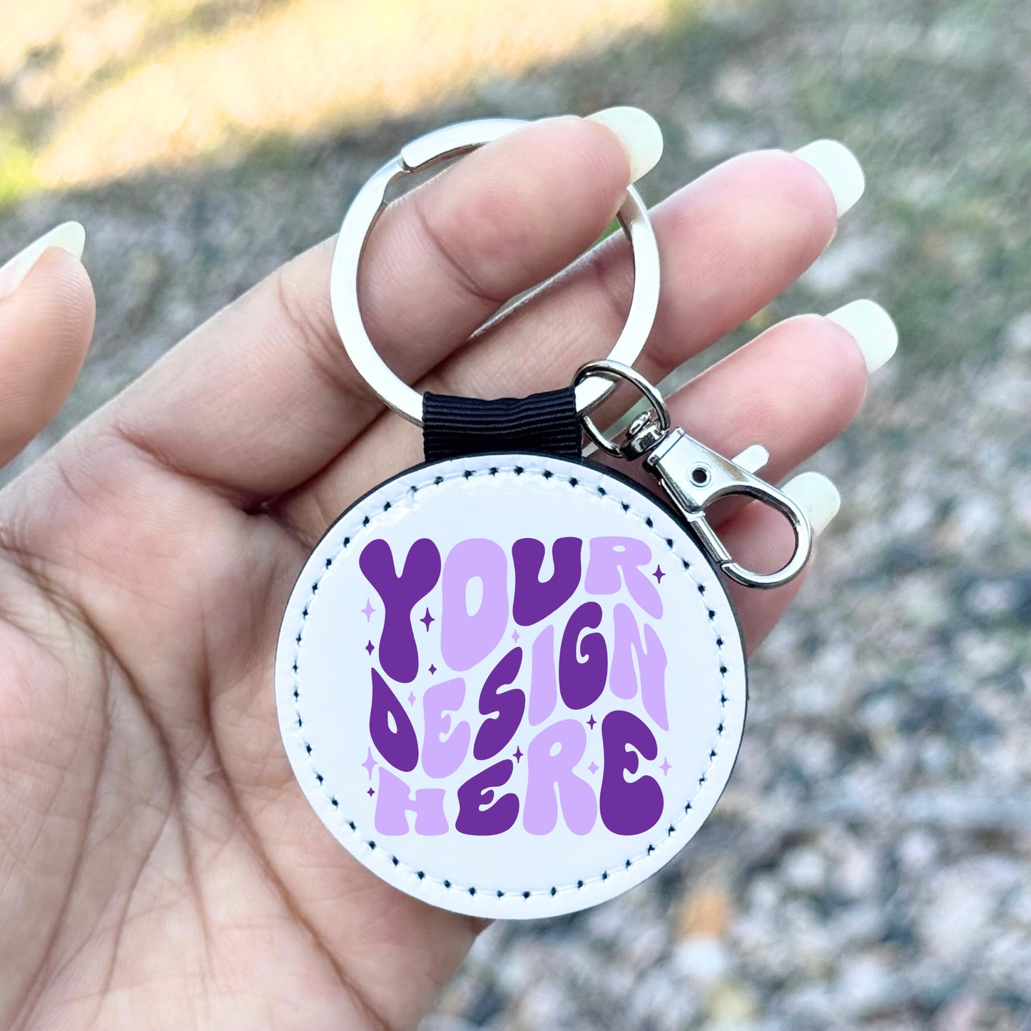 Round PU Leather Keychain