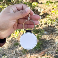 Round PU Leather Keychain