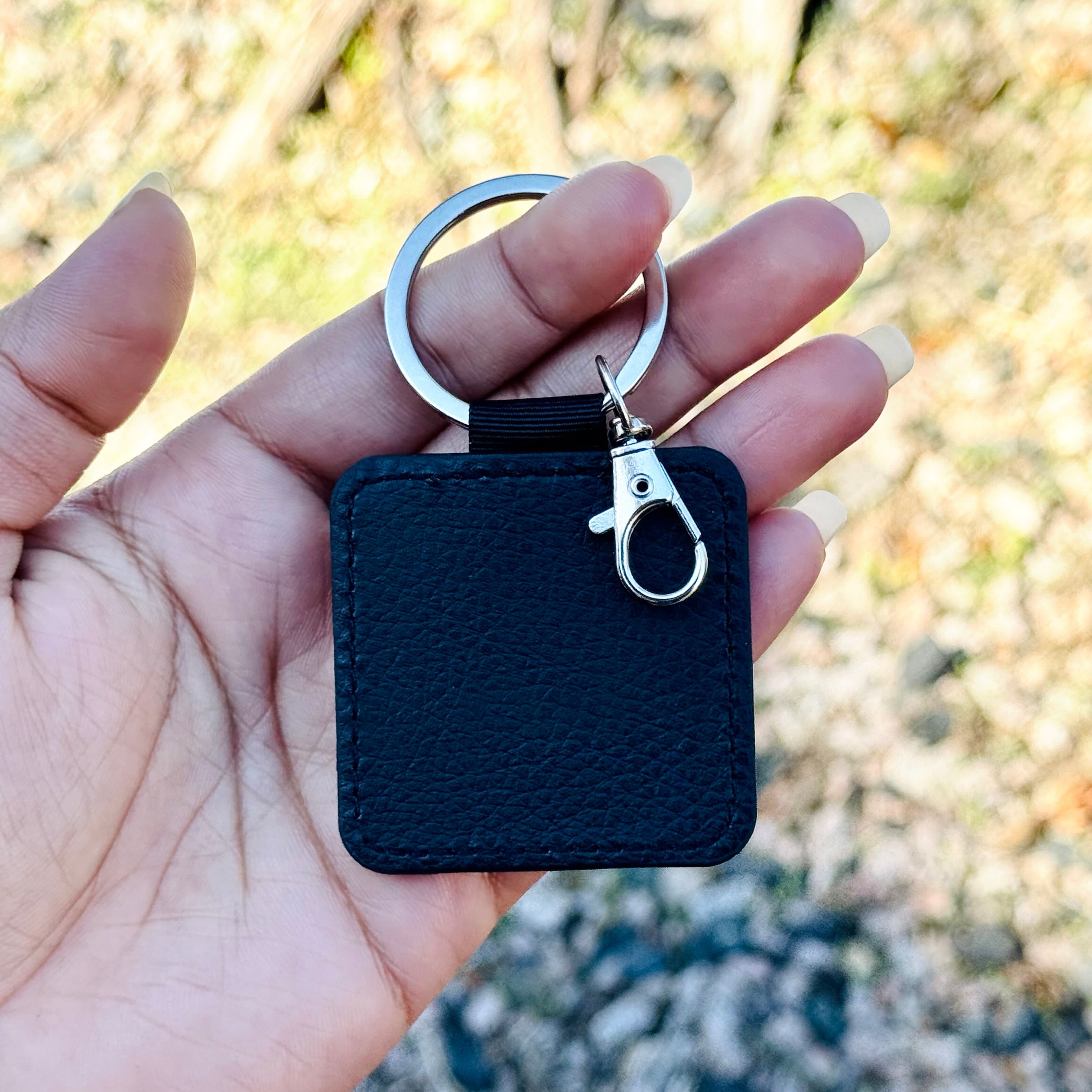 Square PU Leather Keychain